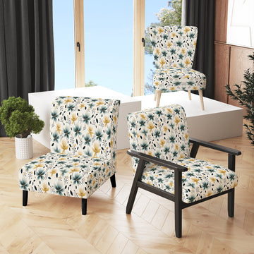 Teal Coastal Harmony Floral Pattern - Cottage Accent Side Chair